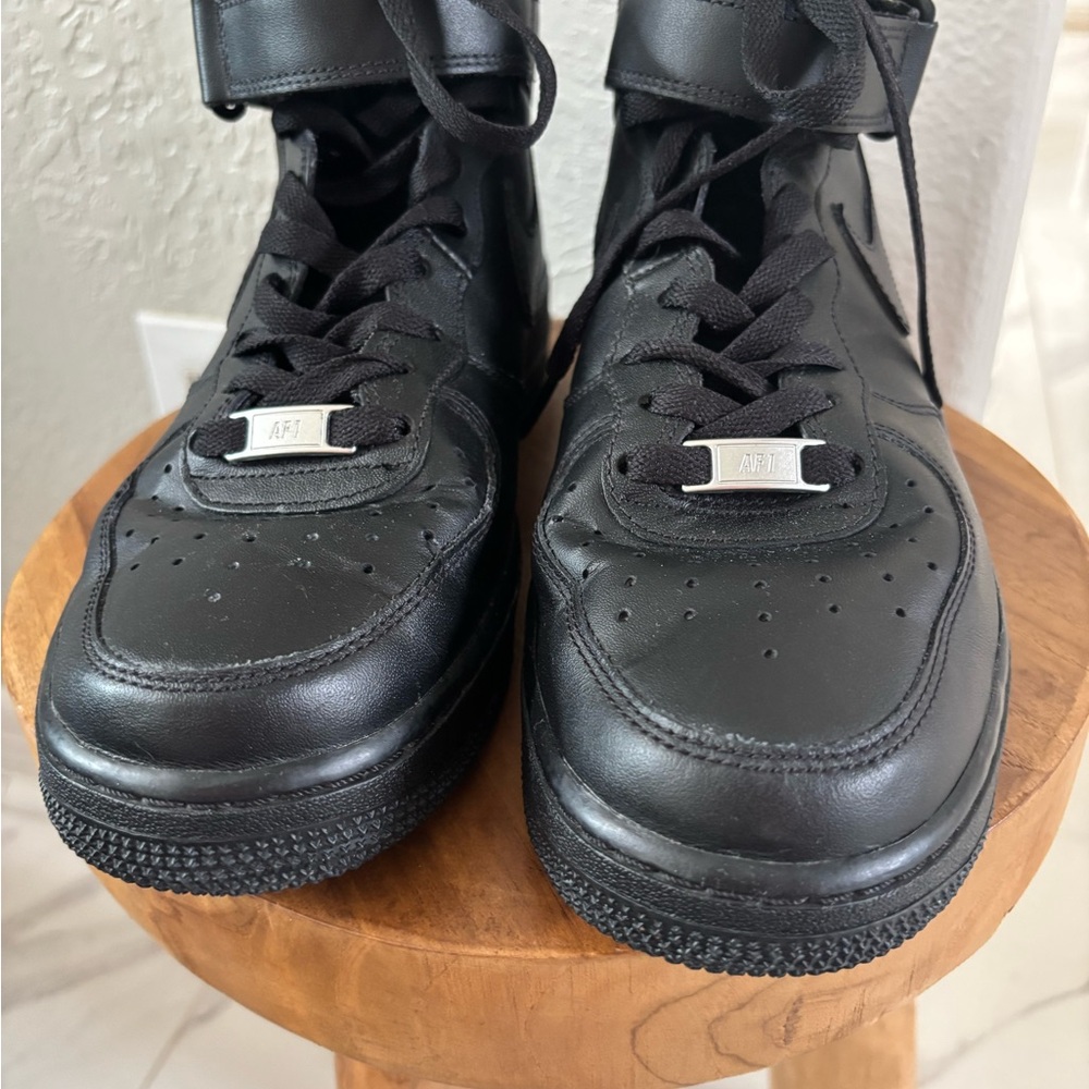 Nike air force 1 Black High-Top Leather Sneakers with Ankle Strap - Picture 4 of 11